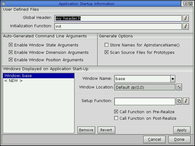 Application Startup Information dialog