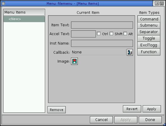 Menu editor