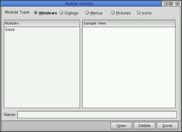 Module Selector dialog