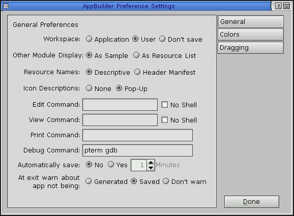 Preference Settings dialog